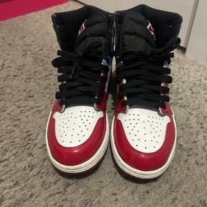 Nike Red and White High-Top Sneakers